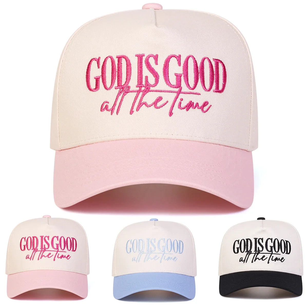 Casquettes de baseball brodées unisexes GOD IS GOOD ALL THE TIME, chapeaux décontractés réglables pour l'extérieur, printemps-automne, chapeau de protection solaire, casquette de sport