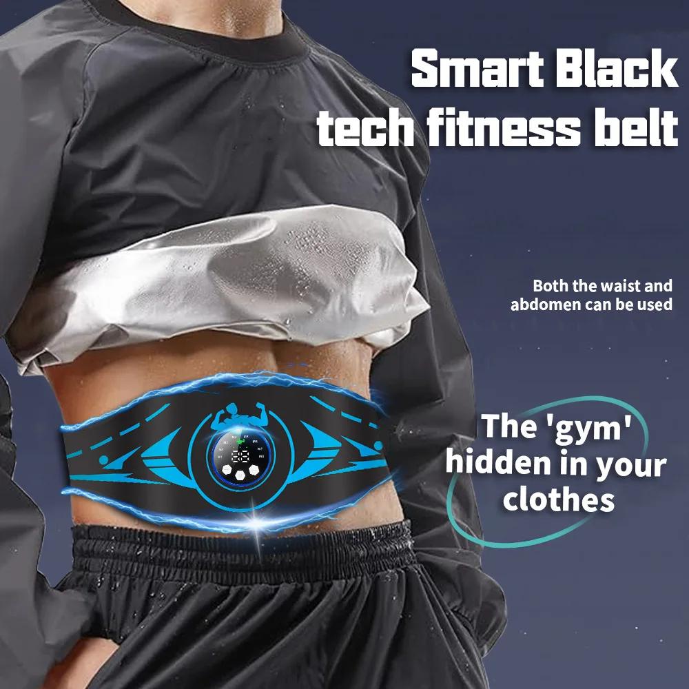 Smart EMS Belt Ab Trainer Waist Massager With Charging Display - For Effective Abdominal And Lumbar Workout