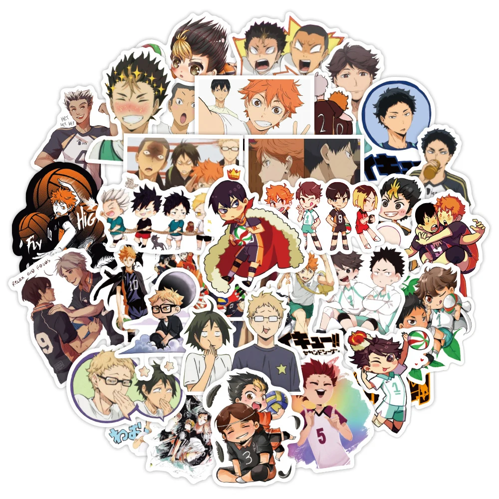 50/100PCS Haikyuu!! Anime Stickers Cartoon Decals Decoration Skateboard Fridge Laptop Motorcycle Waterproof Sticker for Kids Toy