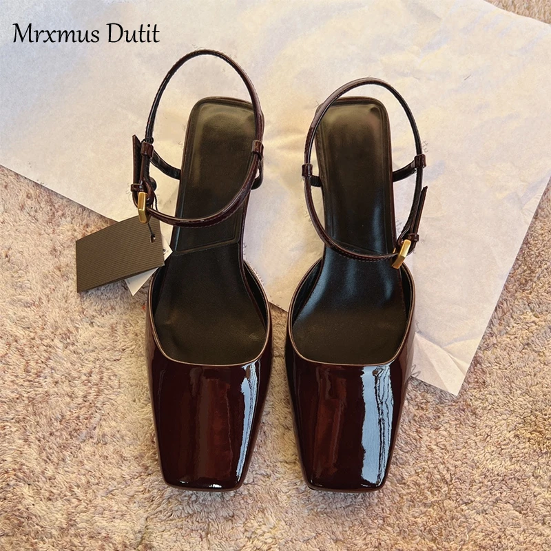 Mrxmus 2024 Summer Fashion Women New Square Head Muller Sandals Solid Elegant Casual Versatile Simple Shoes Female Chic Pumps