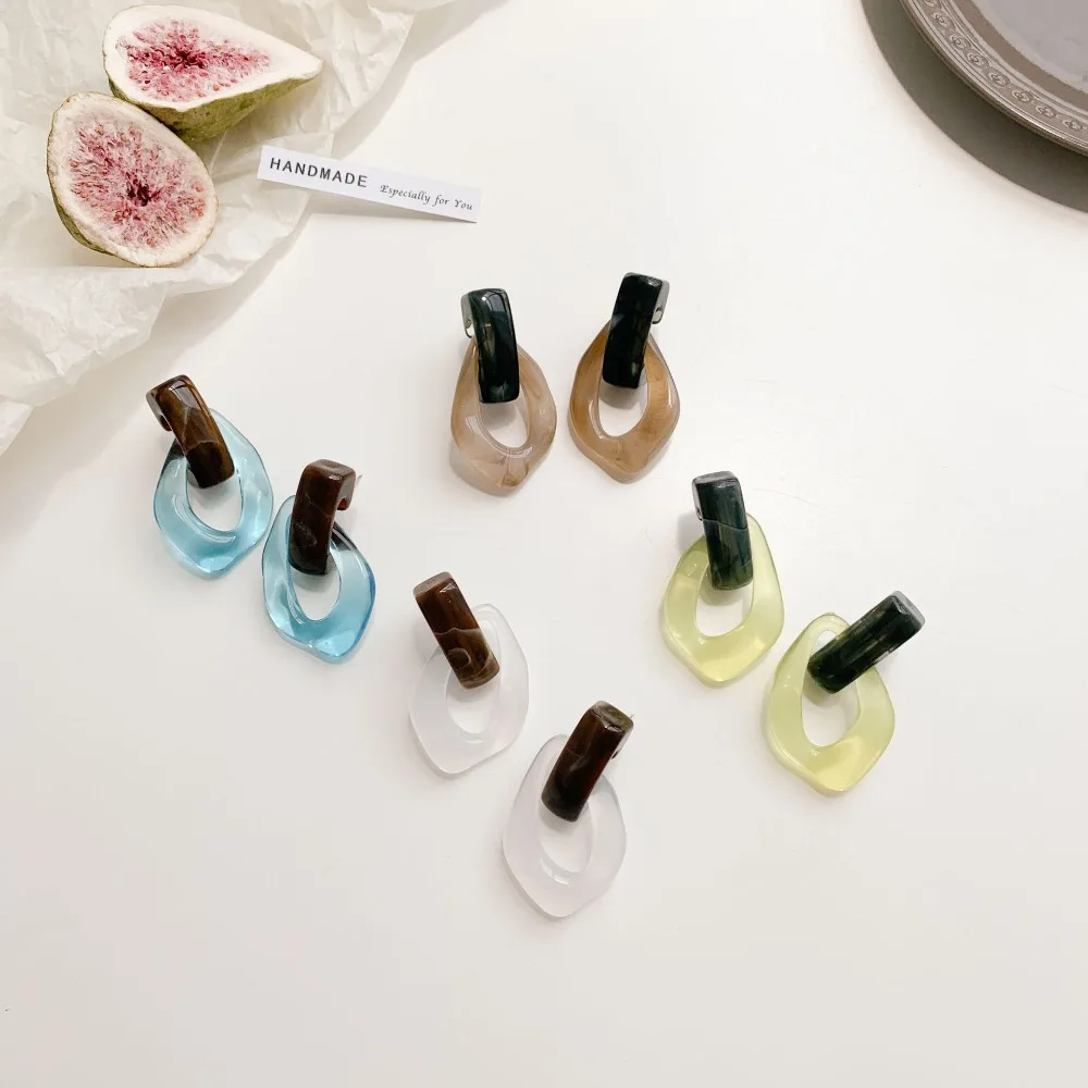 Charm Enfashion Irregularity Transparent Resin Stud Earrings for Women Personality Retro Korea Earring Bride Jewelry Accessories