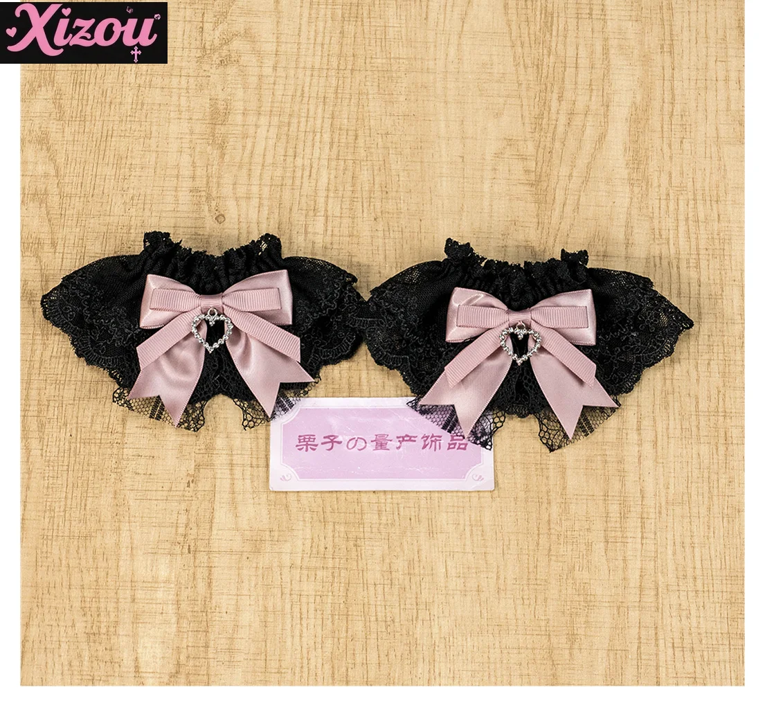 Bracelet Lolita Original fait à la main, série Mine douce et mignonne, avec nœud en dentelle, manches à main, accessoires pour vêtements mignons