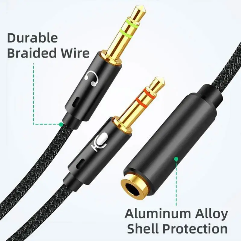 Vention-Headphone Splitter e adaptador de fone de ouvido, áudio, 3,5mm, fêmea para 2 Jack Masculino, 3,5 Mic, Y Splitter, fone de ouvido para PC, cabo auxiliar
