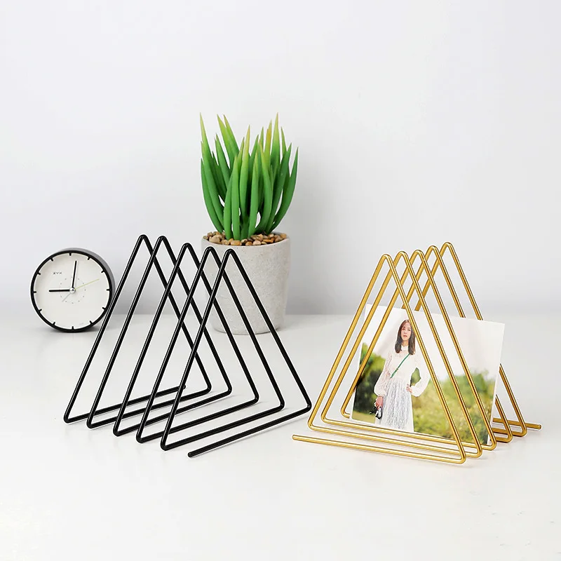 New Iron  Record Rack Triangle Book Magzine Holder Desk Record Storage Organizer