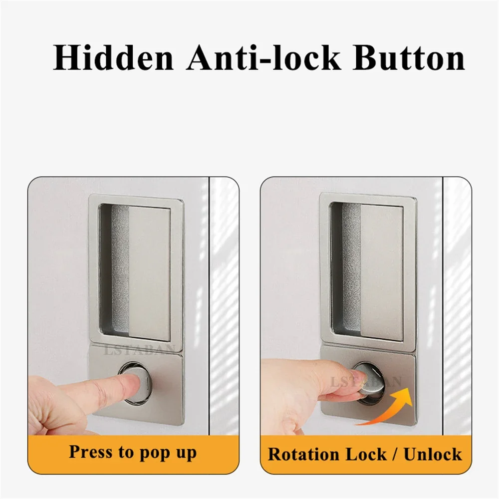 Minimalist Handleless Flat Lock Bedroom Magnetic Recessed Door Handle Silent Push Pull Black Invisible Slide Bathroom Door Lock