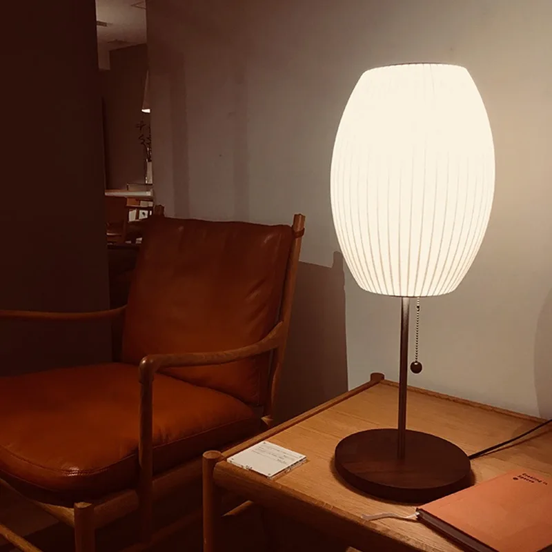 

Nordic design bedroom bedside table lamp Japanese living room sofa side silk fabric floor lamp