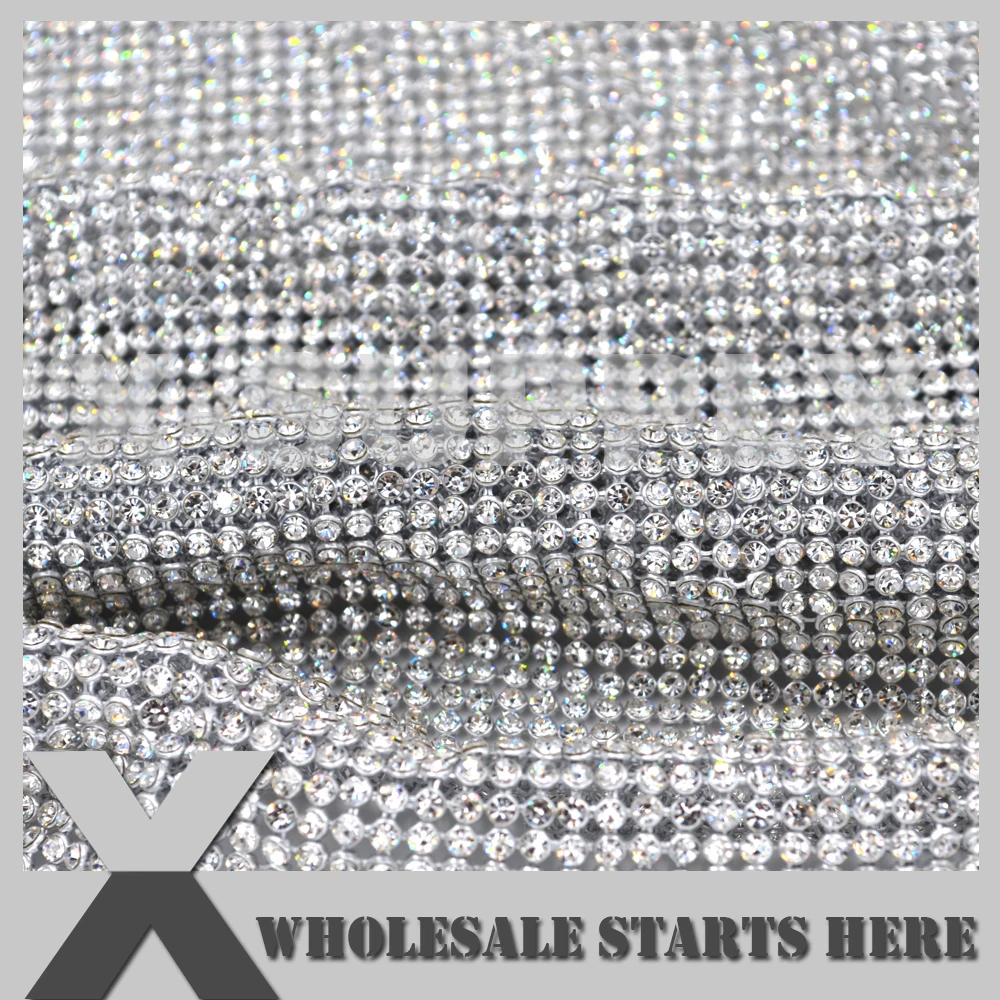 P1 3mm Metal Rhinestone Fabric Mesh Without Iron On Glue,Silver Base,Used For Clothes,Wedding,(5 Pieces/Color to Get 20% Off)