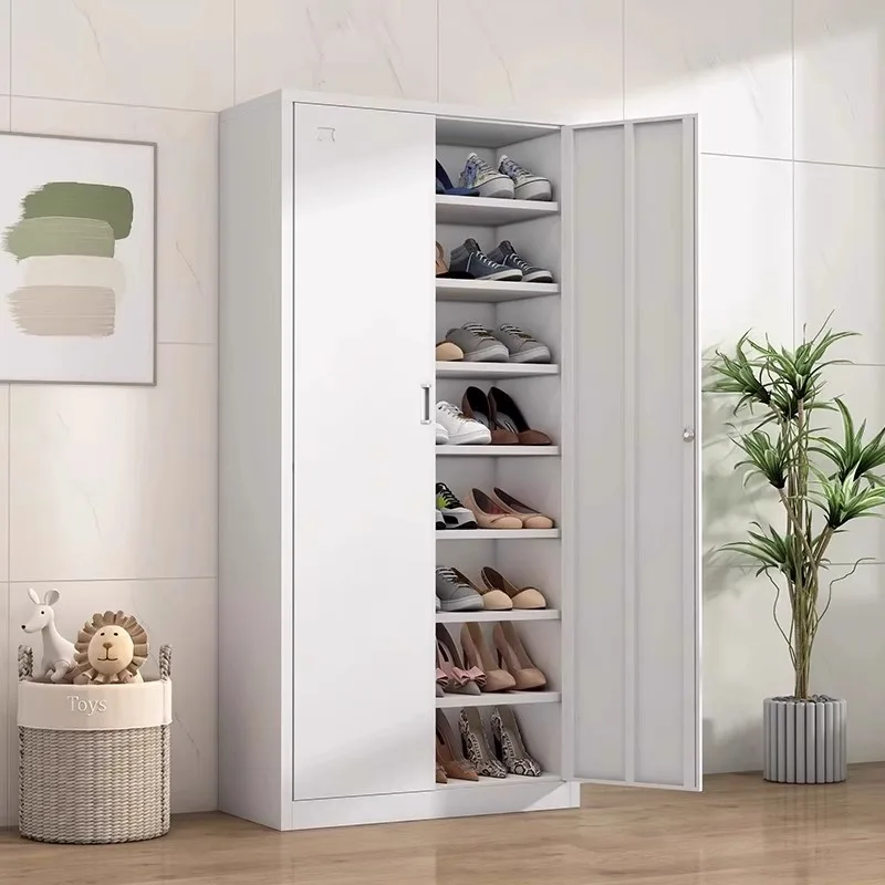 

Shoe cabinet household door large capacity locked corridor entrance balcony tin shoe rack simple multi-layer wrought iron