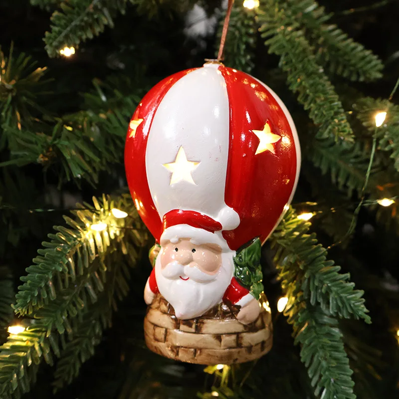 Flying House Journey with Lights Hollow Ceramic Hot Air Balloon Decoration Pendant