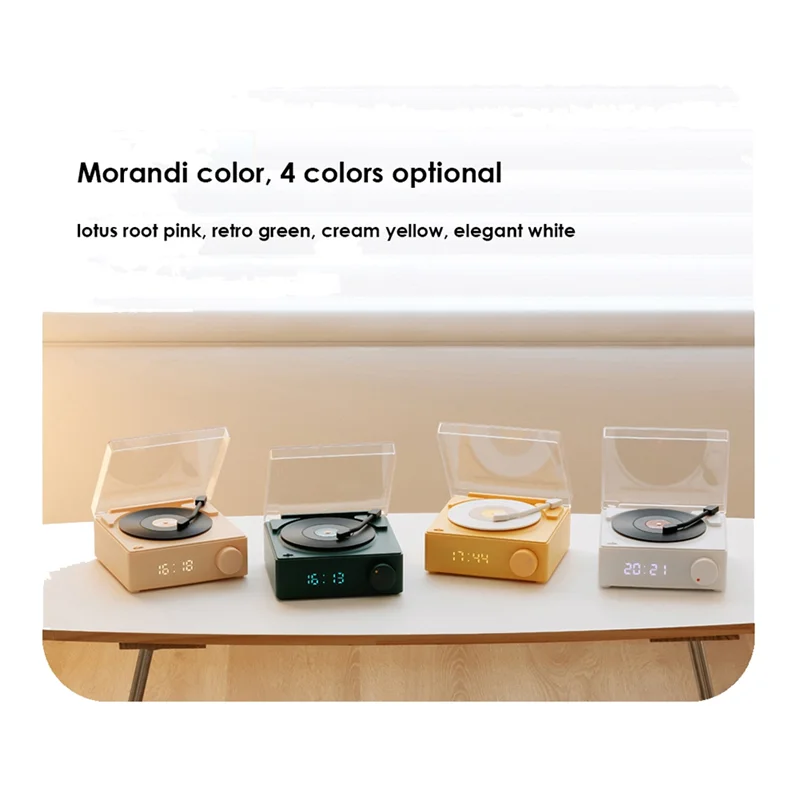 Multifunctional Bluetooth Speaker Alarm Clock Vinyl Record Player Desktop Sound Box for Home Living Room Bedroom-B