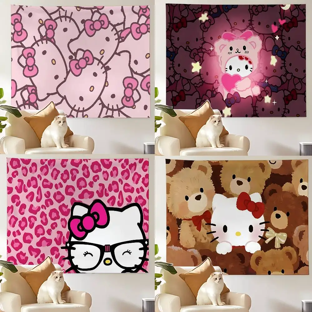 Kawaii Cartoon-H-hello-K-kittyS Cute Tapestry Customizable Tapestries Of Various Styles,wall Hangings, Celebrity Photo Printing