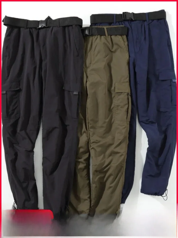 

Men's Autumn Winter Tech Fabric Windproof Fce Lined Workwear Casual Pants Straight Leg Elastic Waist Functional Sle