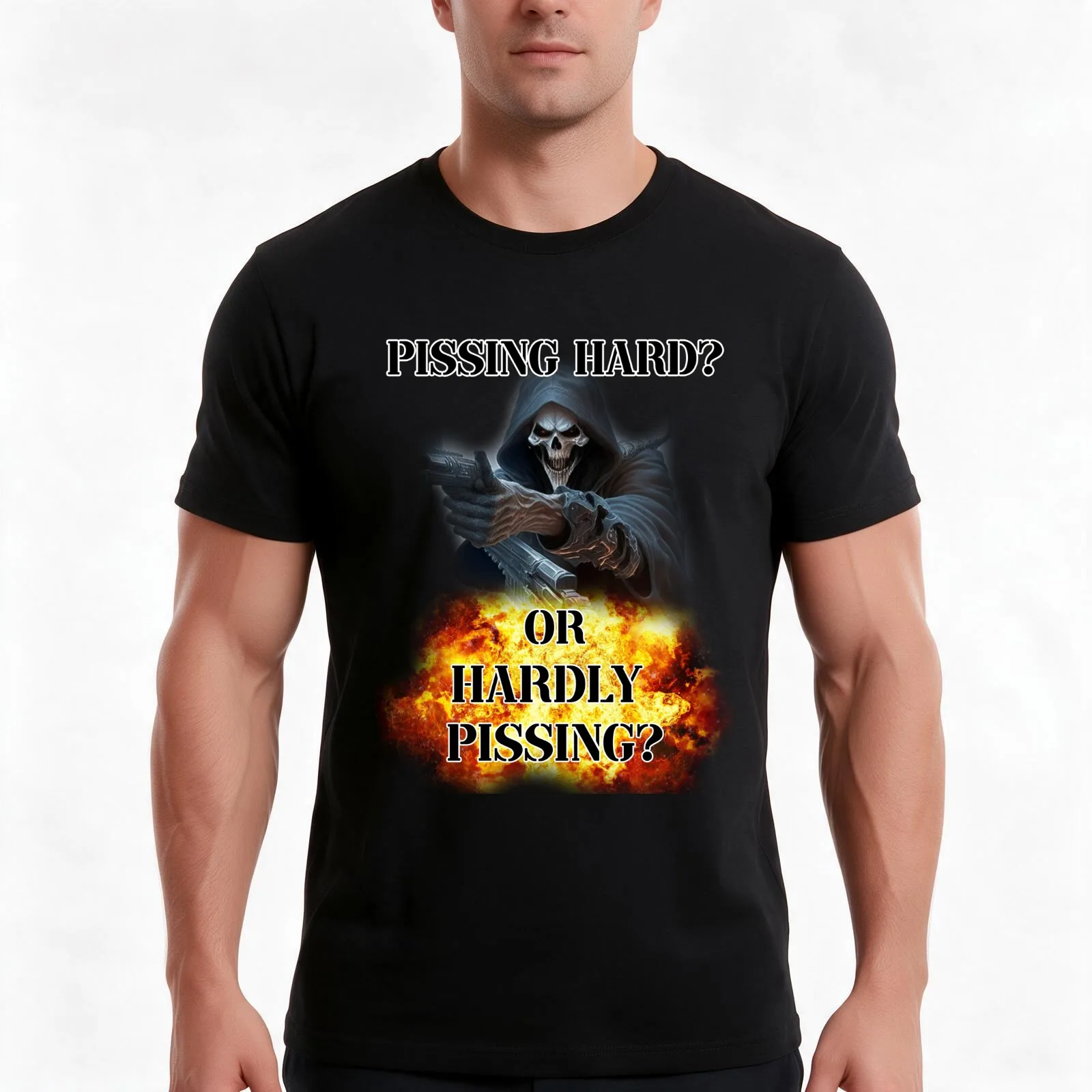 pissing hard or hardly pissing T-Shirt, Summer Casual Cotton Tee, Oversized Streetwear Tops, Vintage Graphic Print, 100% Cotton