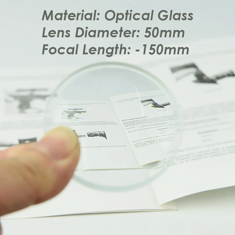 1PCS 50mm Plano Concave Lens Negative Focal Length 100/150/200mm Optical Glass Double Concave Lenses Minification Optical Lens