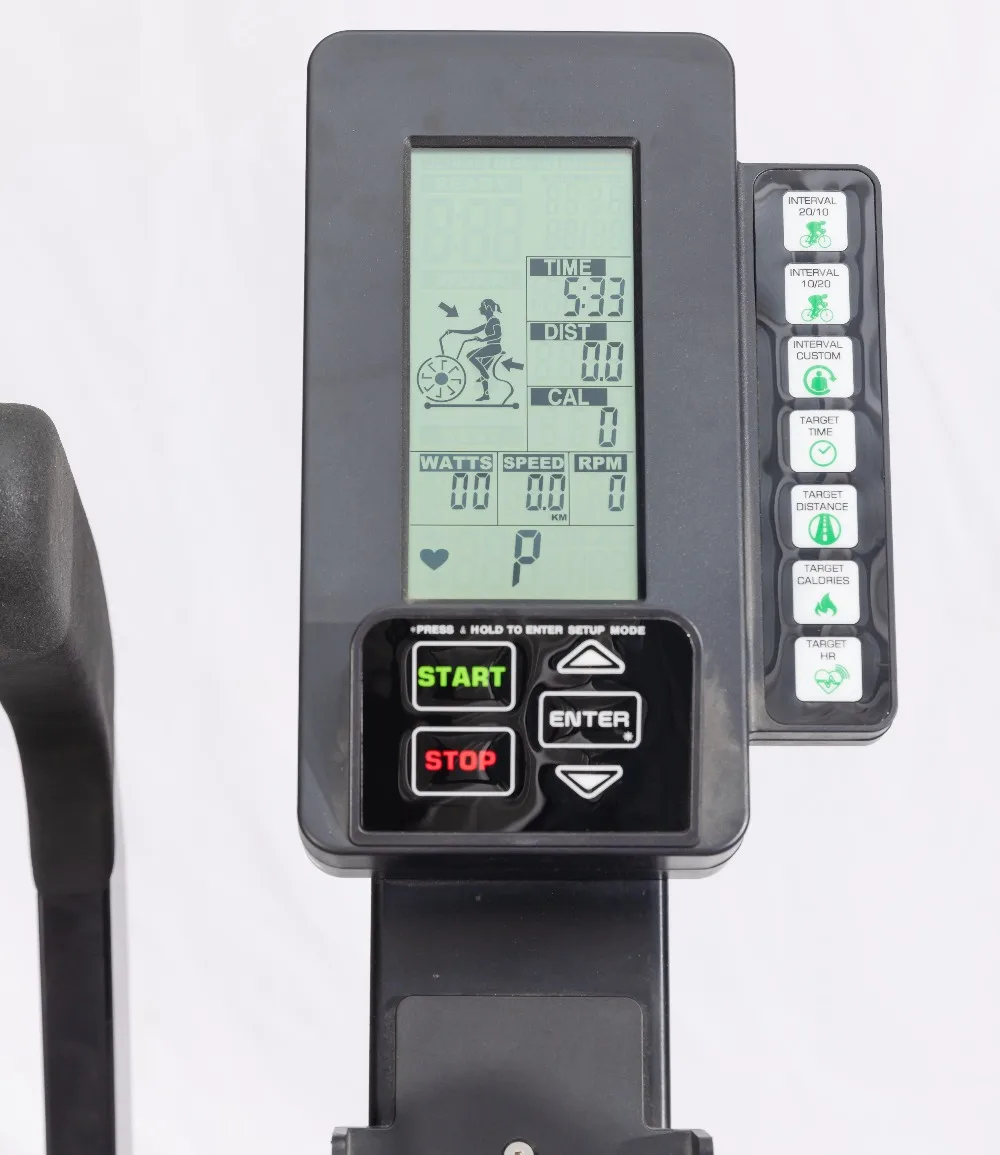 Vélo de rotation d'intérieur à volant d'inertie avec ventilateur en acier, système d'entraînement par courroie de frein magnétique pour l'exercice de combustion des graisses dans la salle de sport