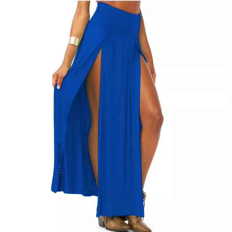 Современный танцевальный костюм, женская горячая и сексуальная юбка с высокой талией, женская длинная юбка с открытой передней частью для мытья полов, сценическое выступление