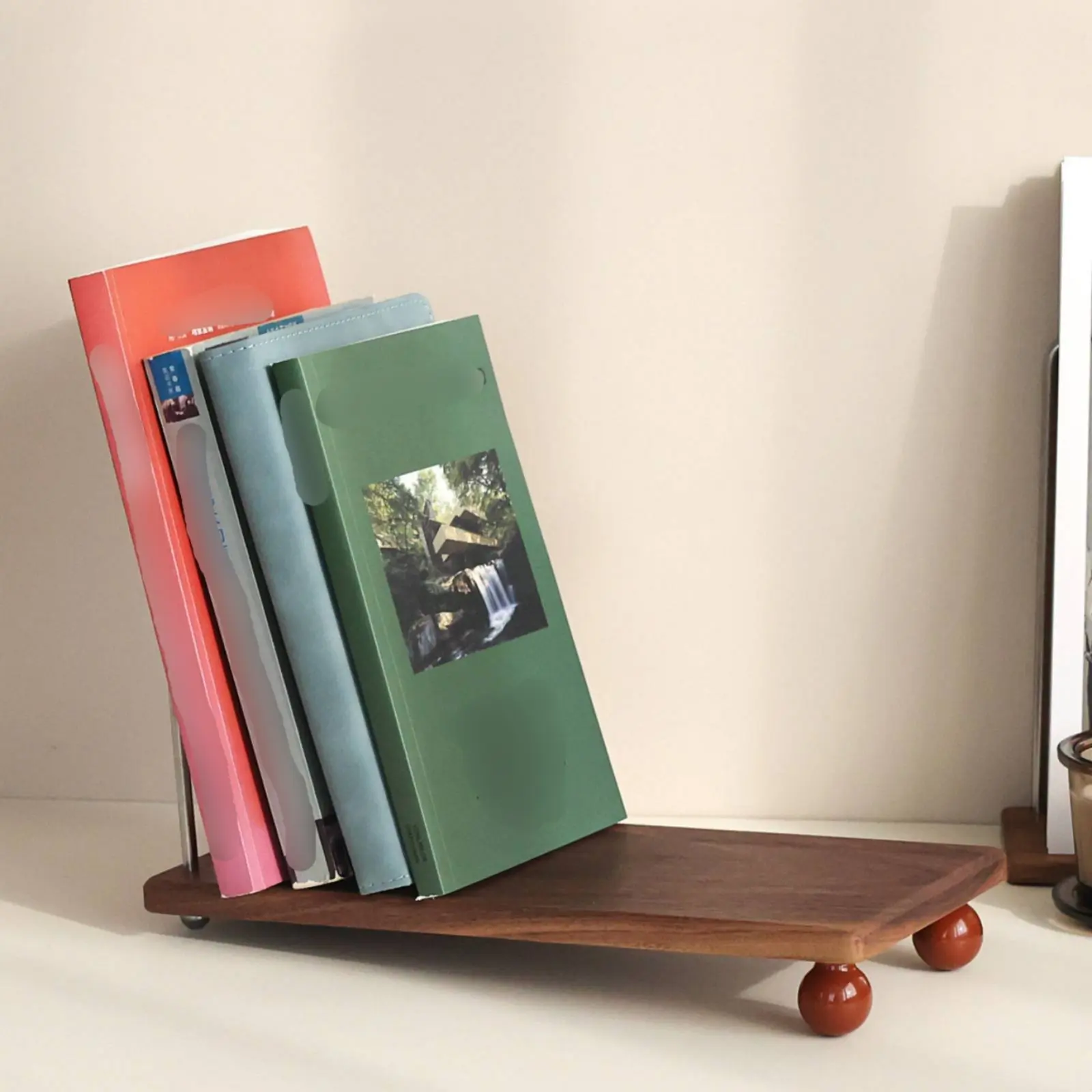 

Desktop Bookshelf Solid Wood Wooden Book Rack CD Storage Rack Multi-Use Magazine Holder Stand Compact for Office