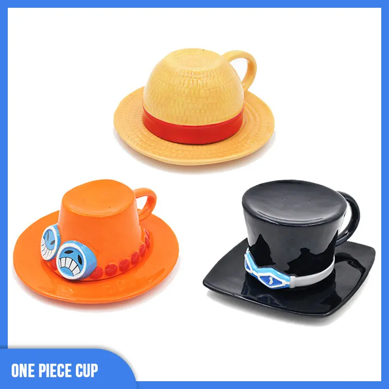 Anime One Piece Mug Water Cup Cosplay Creative Three Brothers Hat Shaped Coffee Cup Ace Sabo Ceramic Cup For Parties Anime