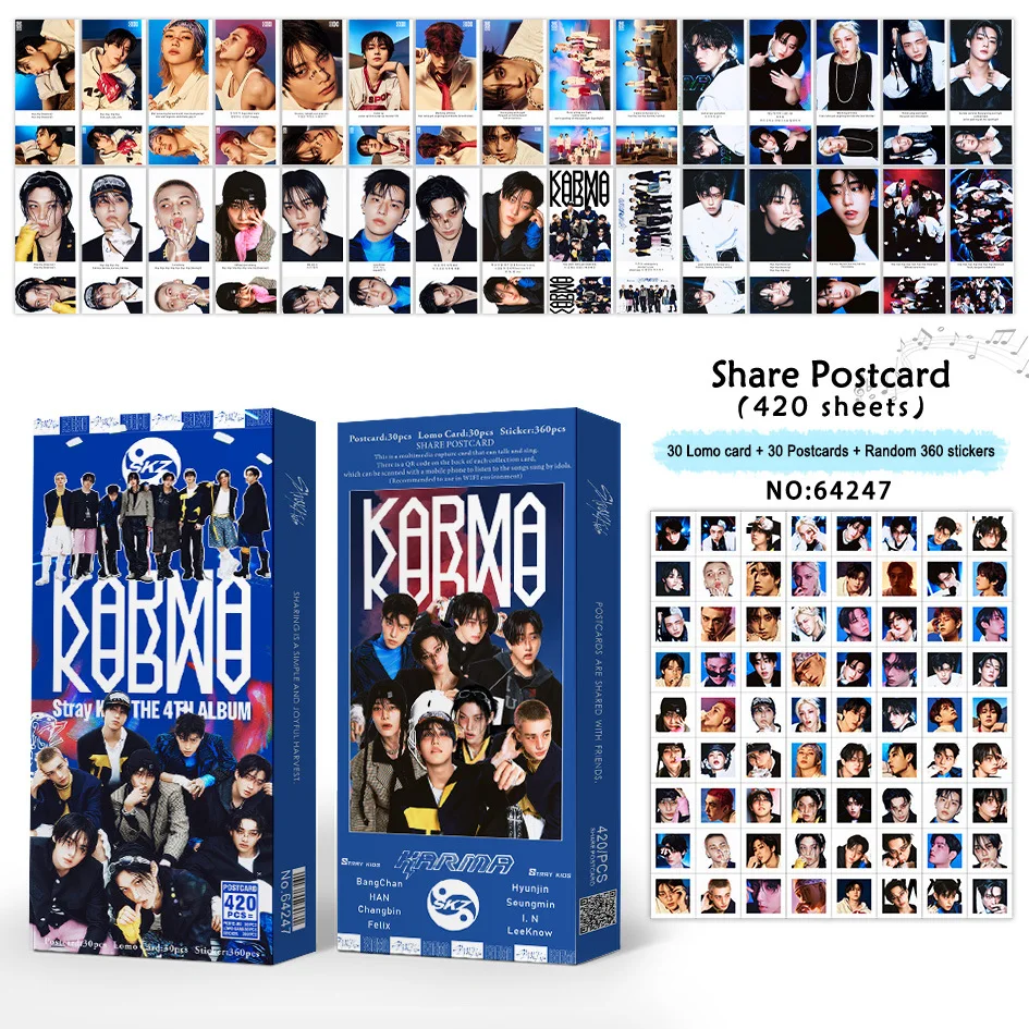 

420PCS STRAYKIDS Postcard Collection SKZOO Peripheral Celebrity Album KARMA Audio Share Postcard Collection