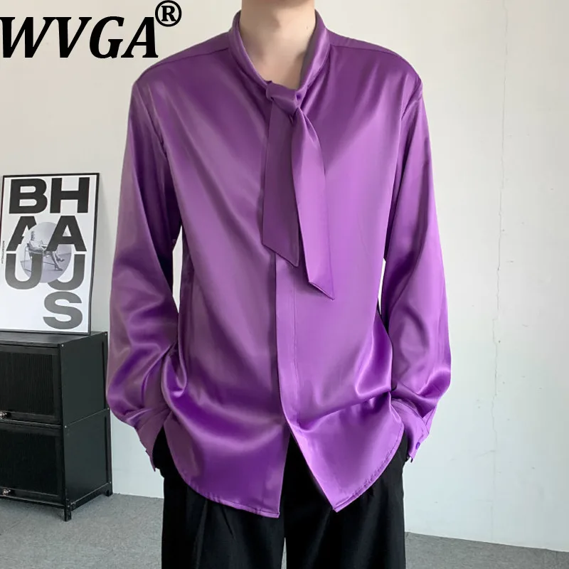 

WVGA 2026 Spring Summer New Man Tide Satin Trendy Turn-Down Collar Shirt Niche Chic Casual Draped Long Sleeve Top Ins Y2K W21237