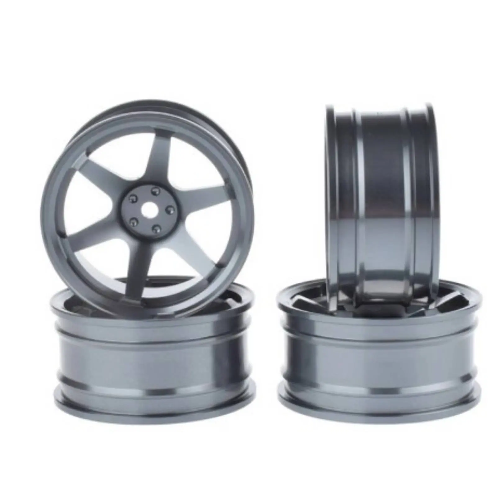 4 Pieces 1/10 Scale Aluminum Wheel Rims CNC Machined 12mm Hex Aluminum Wheels 12mm Hex RC Slide Wheels Anodized Finish