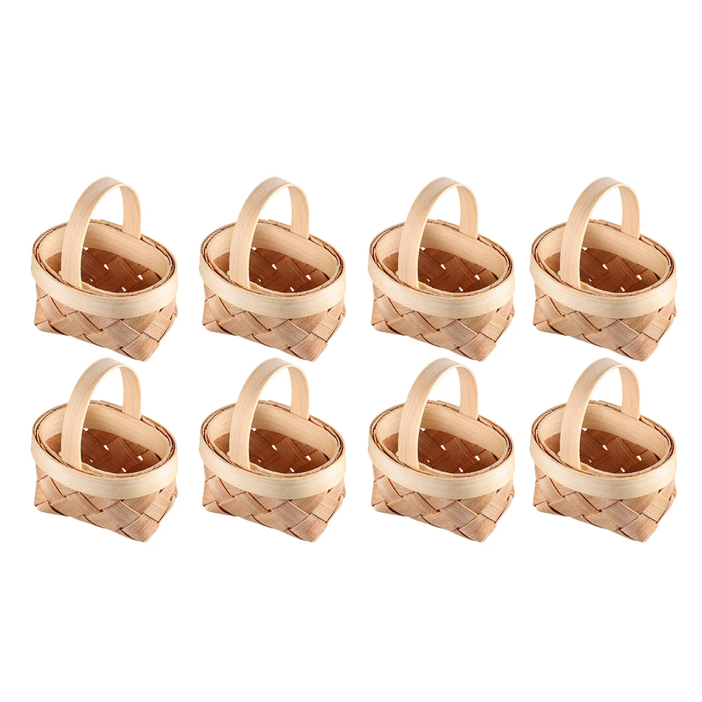 

8pcs Baskets Handwoven Tiny Wicker Mini Easter Basket Tiny Basket with Handle for Decor Plant Pot Ornament Gifts