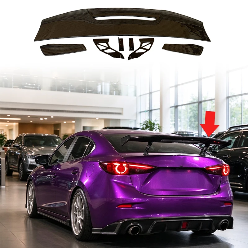 For Rear Trunk Spoiler Fit 2020 Mazda3 Axela BP Sedan Tail Wing Automobiles Exterior Body Kits Sport Tuning Mod Accessories