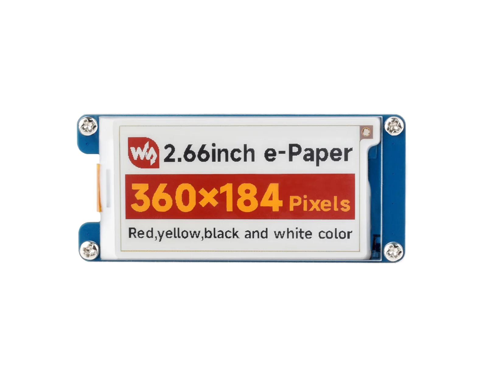 Waveshare 2.66inch e-Paper Module (G), 360x184, Red/Yellow/Black/White, SPI, Ideal for price tags, shelf labels for Raspberry Pi