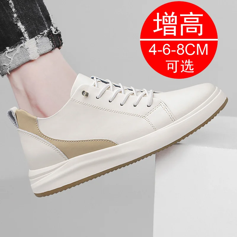 High quality Men leather casual sneakers shoes new elevator shoes 8cm 6cm height increasing shoes for man taller male designer
