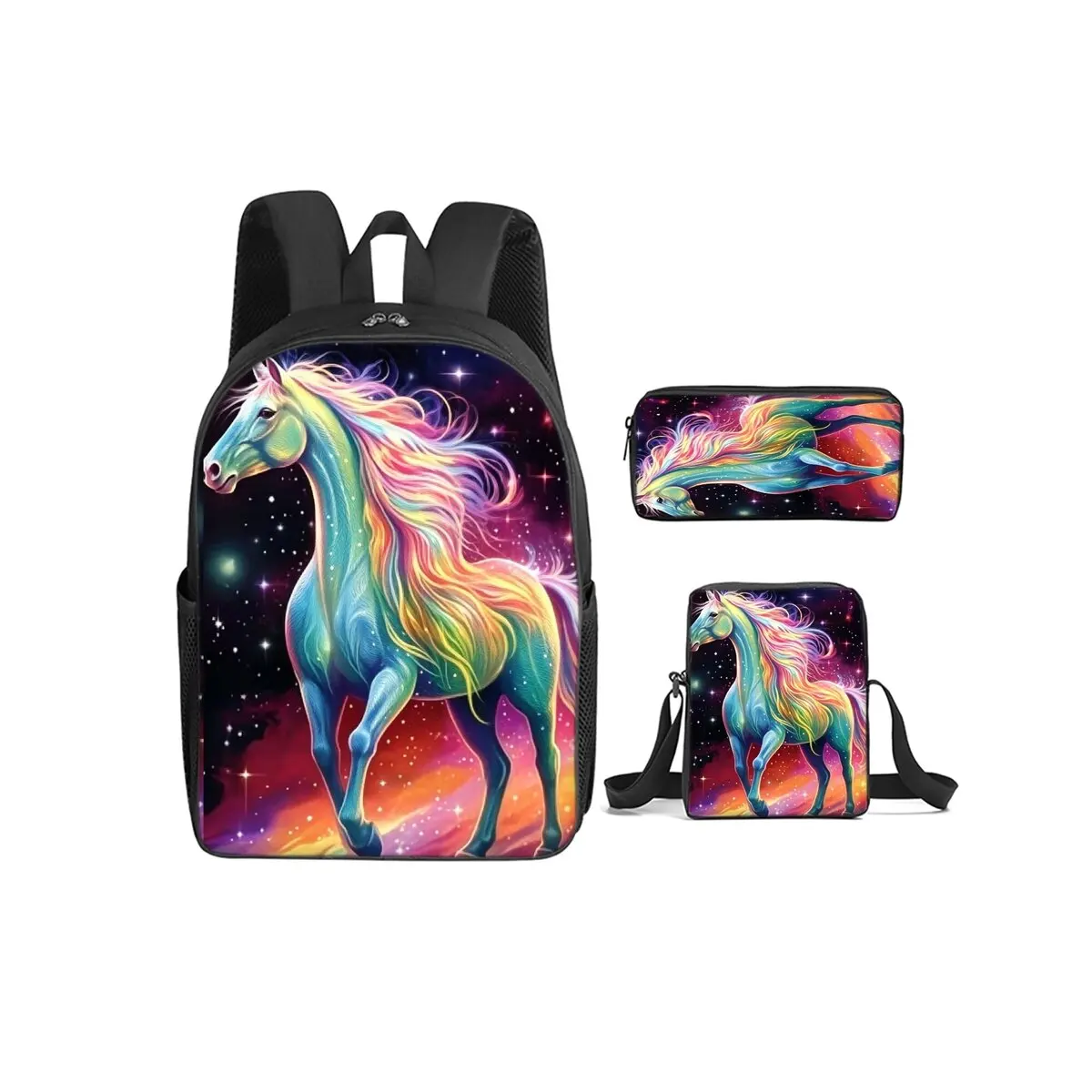 Mochila con estampado de ganado y caballos, 3 unidades/juego, con bolso de mensajero, bolsas para lápices para niño/niña, el mejor regalo, mochilas escolares de dibujos animados para estudiantes