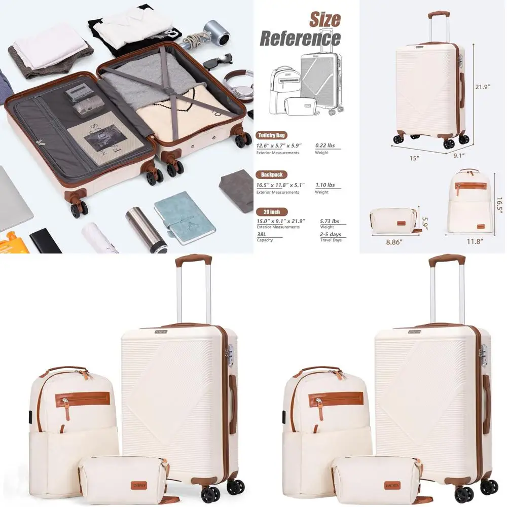 

Легкий комплект ручной клади из АБС-пластика с вращающимися колесами, замком TSA, белый