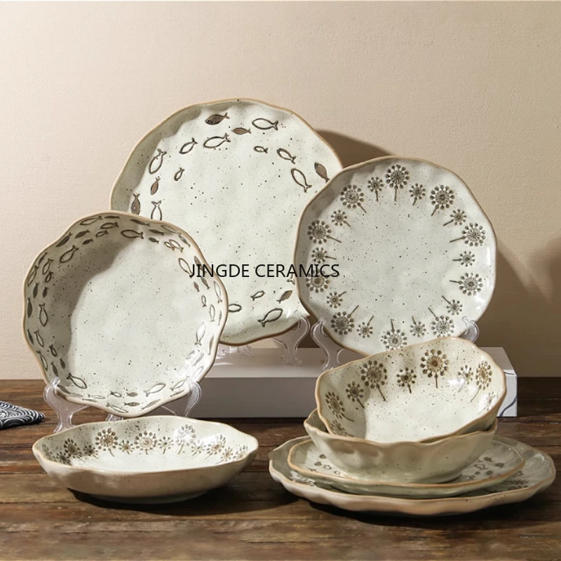 

Japanese Ceramic Main Dish Plate Western Style Steak Plate Home Pasta Dish Kitchen Ceramic Tableware Hotel Restaurant Supplies