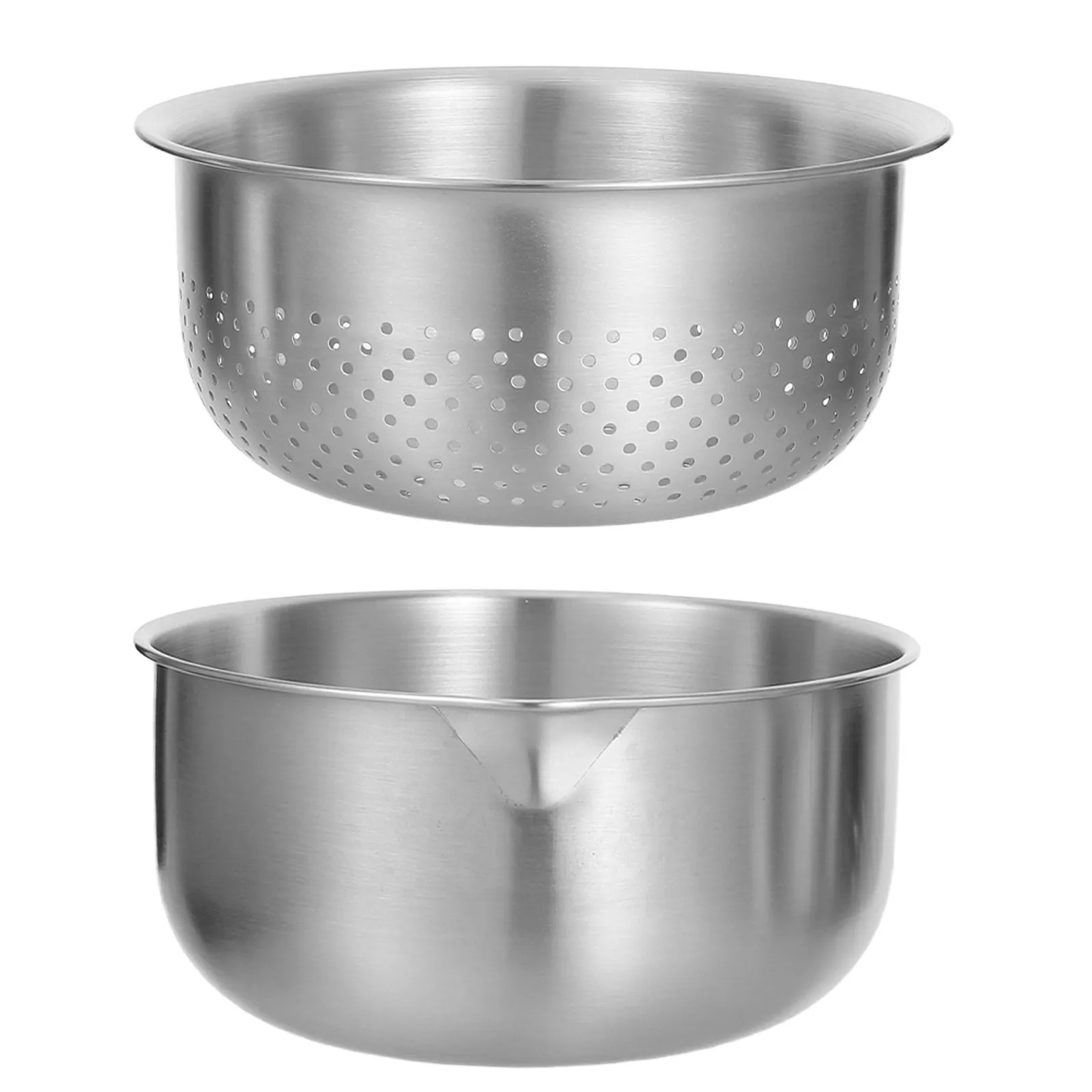 1Set 304 Stainless Steel Rice Washer Strainer Basket Large Capacity Kitchen Food Colander Bowl for Fruit Vegetable Pasta Noodle