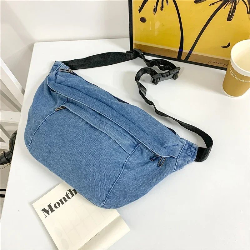 Cowboy Zipper 2024 High Quality Crossbody Bag Solid Color Simple Casual Shoulder Bag Soft Versatile Hip-hop Style Waist Packs