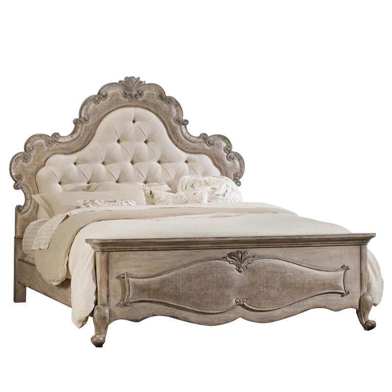 

Bedroom furniture antique soft bag pull button headboard high back 1.8 meters wedding bed customization