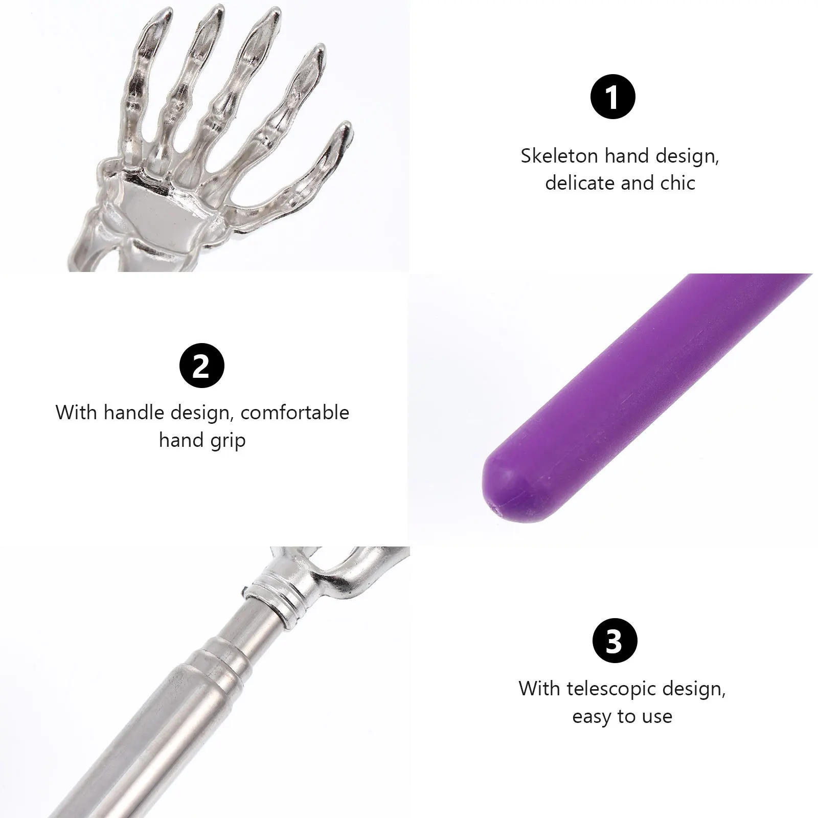 1 szt. Rozkładany drapak do pleców ze stali nierdzewnej, teleskopowy przyrząd do łagodzenia swędzenia, metalowy masażer do pleców do masażu i relaksacji