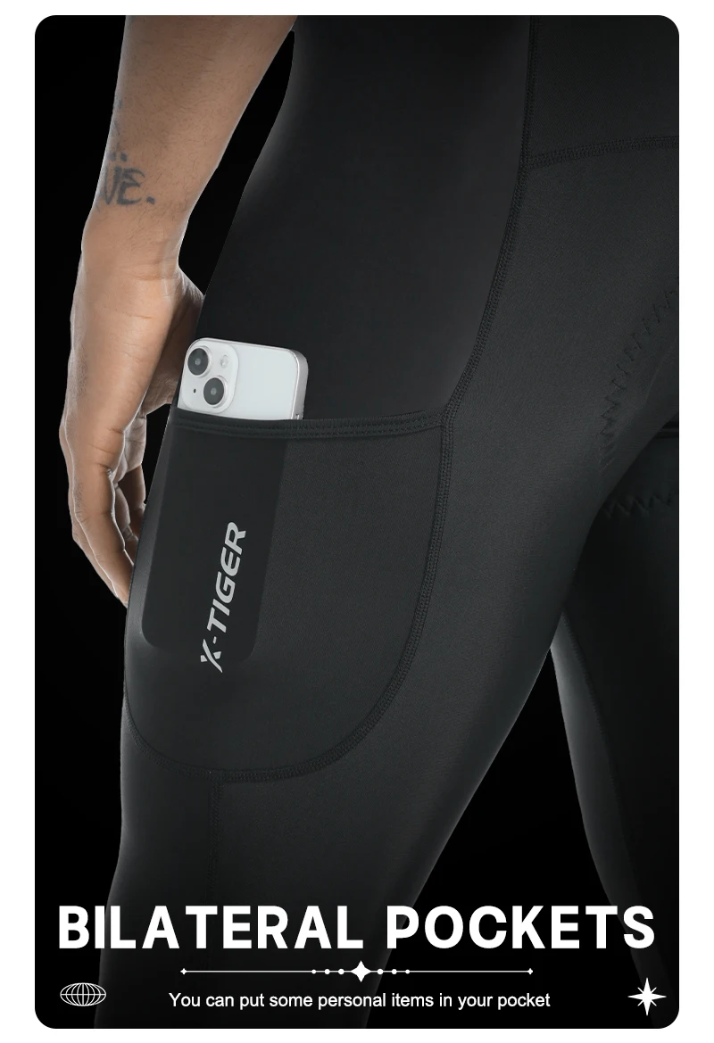 X-TIGER Herren-Radhose mit Trägern, Winter-Kälteschutz, Wärmehaltend, Atmungsaktive Woll-Radtrikots, 5D Gel-Polster, MTB- und Rennrad-Hose – Detail 6