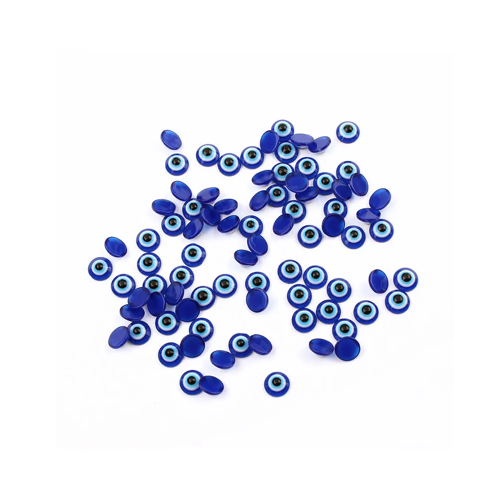 

100Pcs Blue Eyes Bead for Jewelry Making Evil Eye Resin Beads DIY Craft Decoration Neck Hand Accessory 6x6mm Blue Eyes Bead
