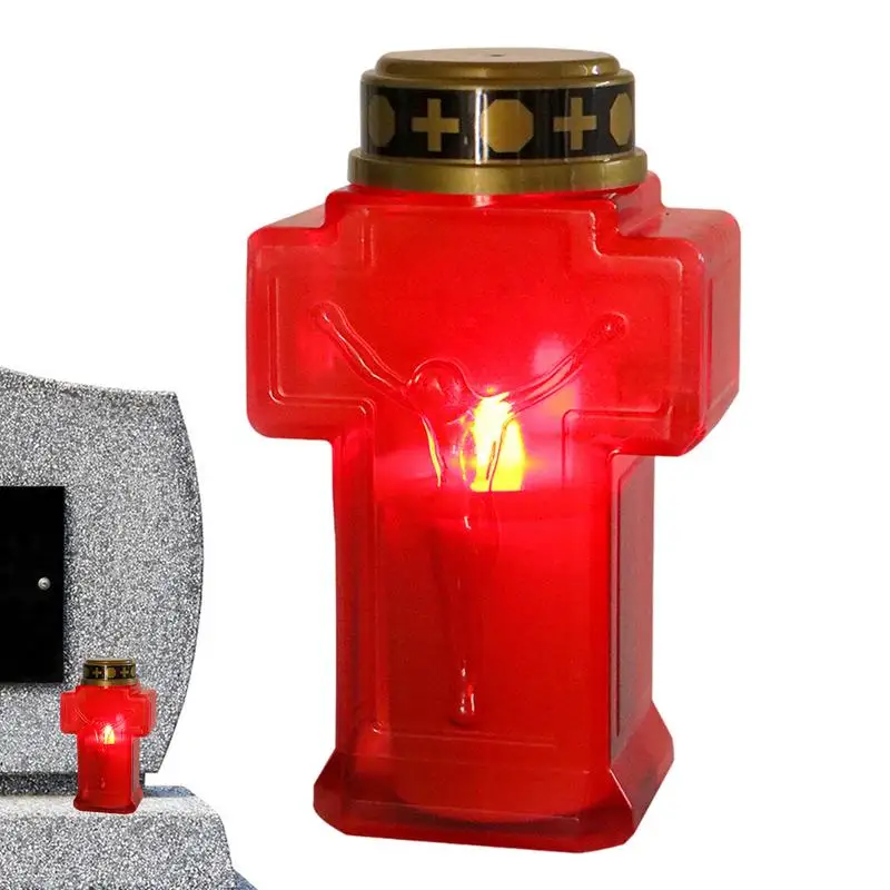 

LED Lights Candle Set Flickering Effect Grave Outdoor Rainproof LED Grave Lights For Halloween Church Haunted House