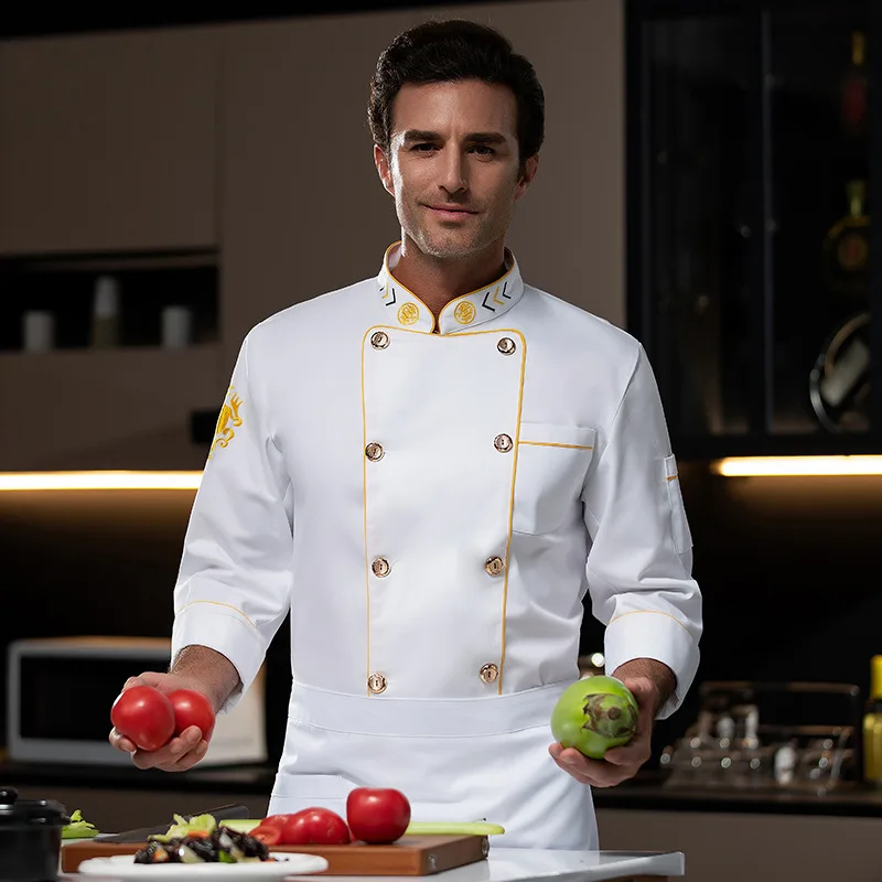 Uniforme da chef per ristorante occidentale, autunno inverno, catering, hotel, mensa, panettiere, pasticceria, abiti da lavoro a maniche lunghe