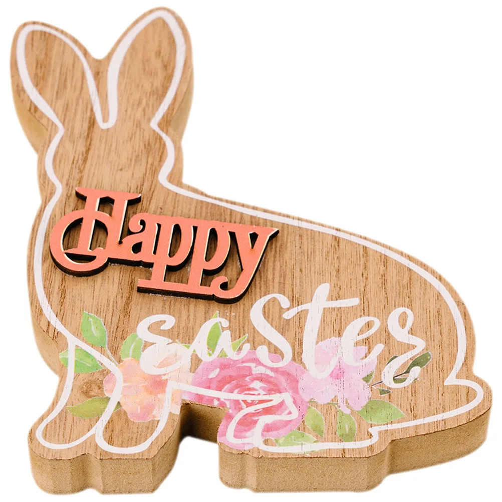 

Easter Wooden Table Sign Bunny Decor Safe Material Festive Garden Party Supplies Stable Structure