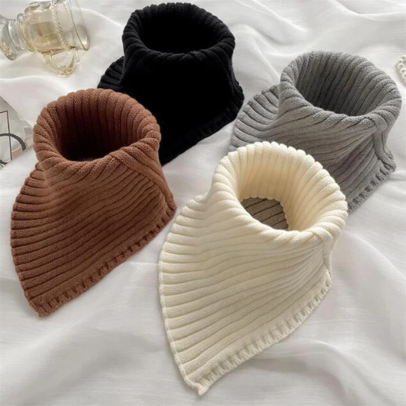 Knitted Wool Fake Collar Neck Scarf Women Turtleneck Detachable False Collar Fashion Thicken Windproof Warm Woolen Fake Collar