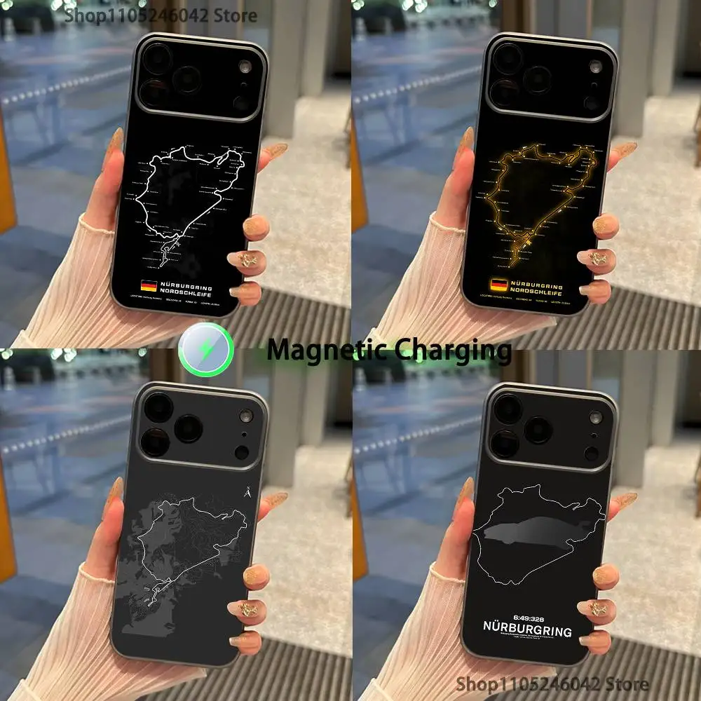 

Nurburgring Sport Car For iPhone 17,16,15,14,13,12,11Pro,Max,Plus,Mini,SE Magnetic Wireless Charging Transparent gray Phone Case