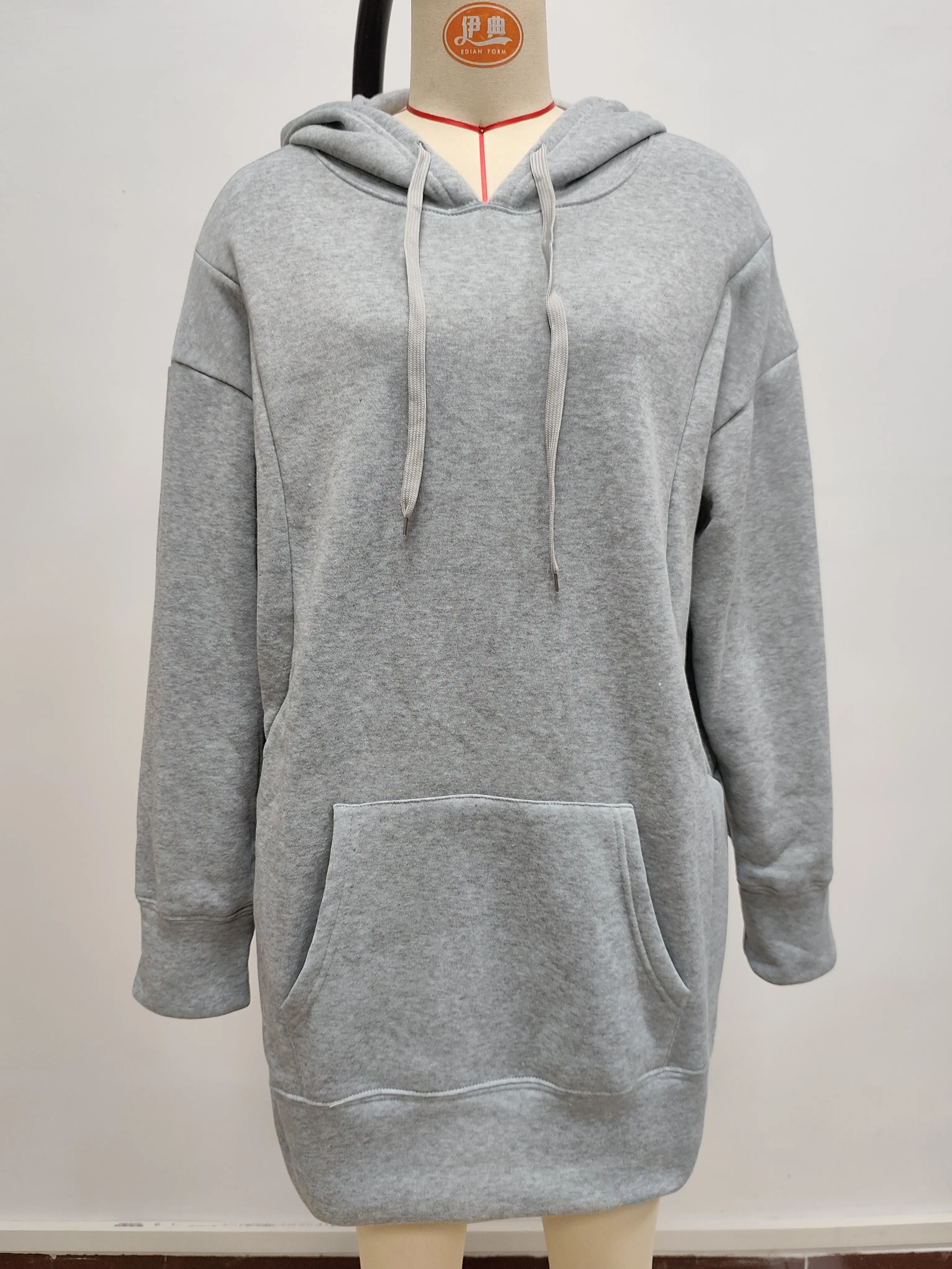 Oversized Hoodie Dress Women Loose Long Sleeve Pocket Drawstring Sweatshirt Dress Casual Streetwear Daily Wear Warm Pullover