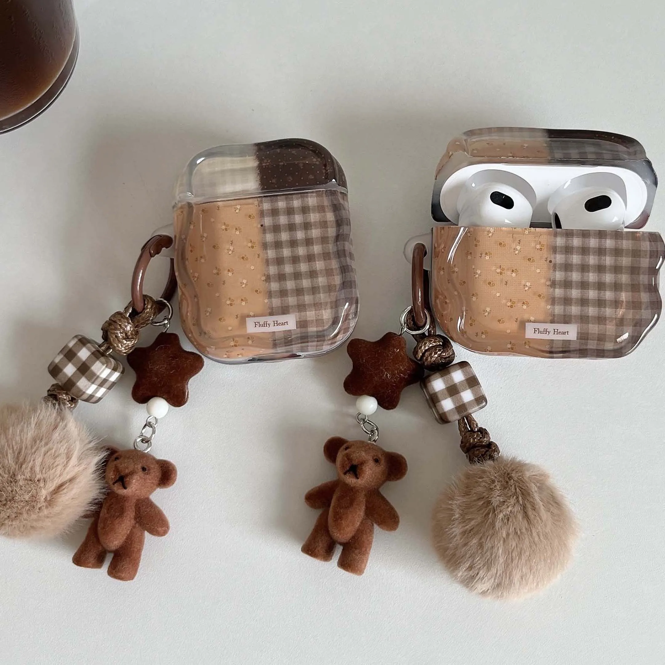 زهرة ins الكرتون الدب سوار متموج للصدمات imd حقيبة سماعة الاذن لابل airpods 4 برو 2nd 2 3 1 صندوق بلوتوث لاسلكي #2