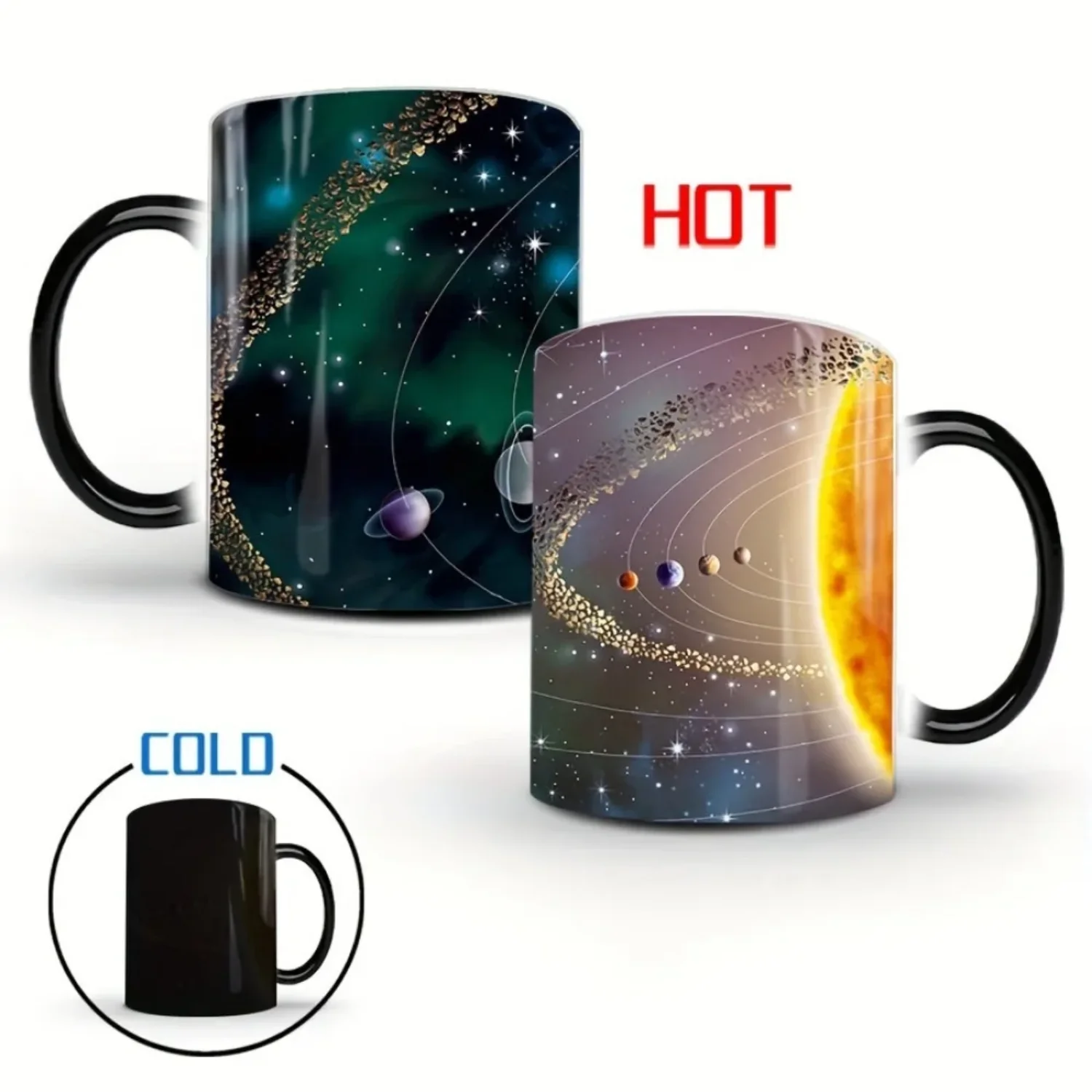 1pc Solar System Color Changing Coffee Mug Ceramic Coffee Cup Planets Heat Sensitive Water Cup Summer Winter Drinkware Funny Mug