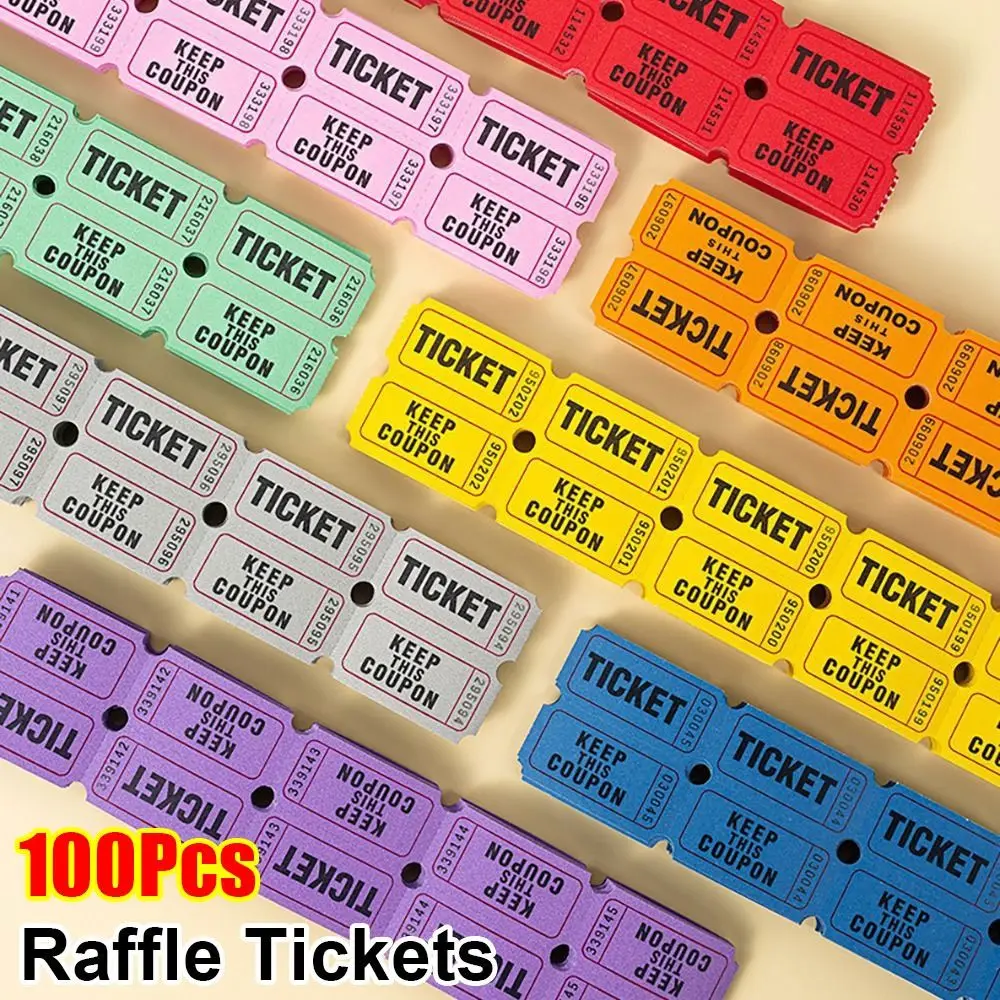 

100 шт. для классной комнаты, лотерейные билеты, напитки, мероприятия, одиночные бумажные этикетки, билеты для праздника, мероприятия, оптовая лотерея, красочные