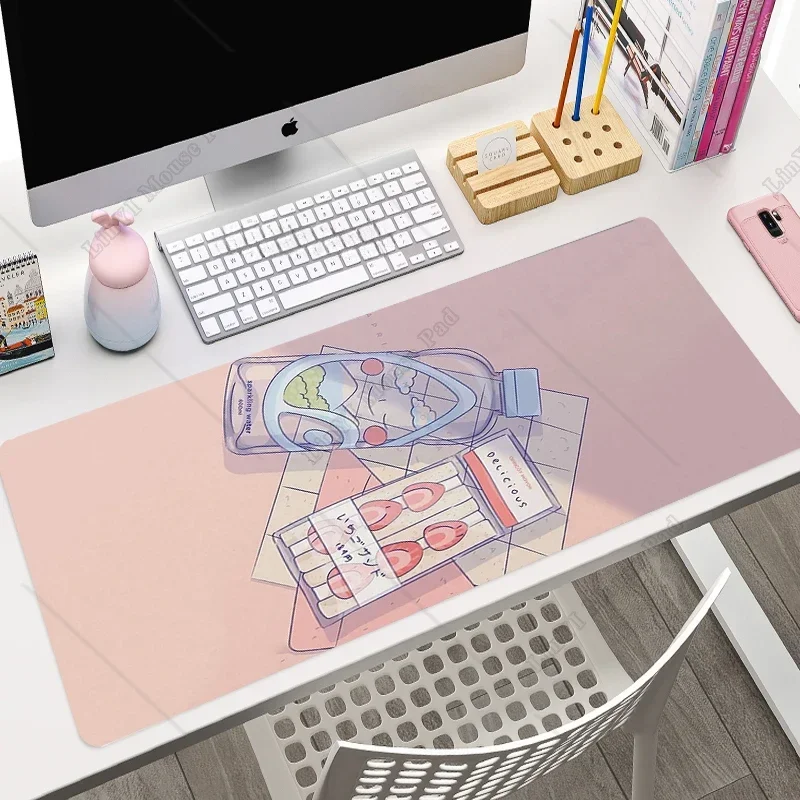 

Large Anime Pink Mousepad Gamer Cute Kawaii Gaming Mouse Pad XXL Rubber Locking Edge Fashion Laptop Notebook Desk Mats 40x90 CM