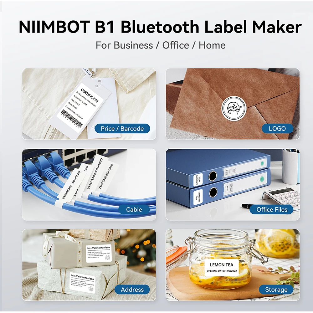 Niimbot B1 صانع الملصقات اللاسلكية سماعة لاسلكية تعمل بالبلوتوث ملصق ورق حراري ذاتي اللصق للأعمال والمكتب المنزلي #5