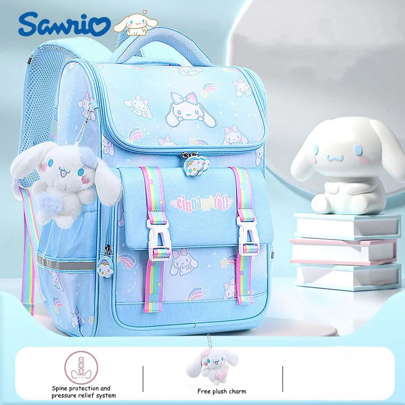 Nowy tornister Sanrio Kawaii Cinnamoroll szkoła podstawowa dziewczyny Cartoon Anime lekki plecak ochronny na ramię prezenty dla dzieci